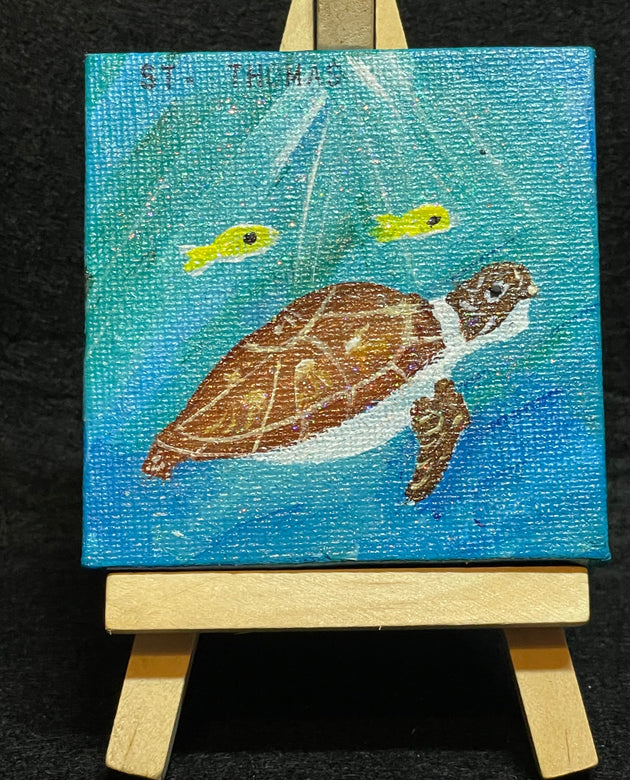 Light Blue Turtle Mini Canvas