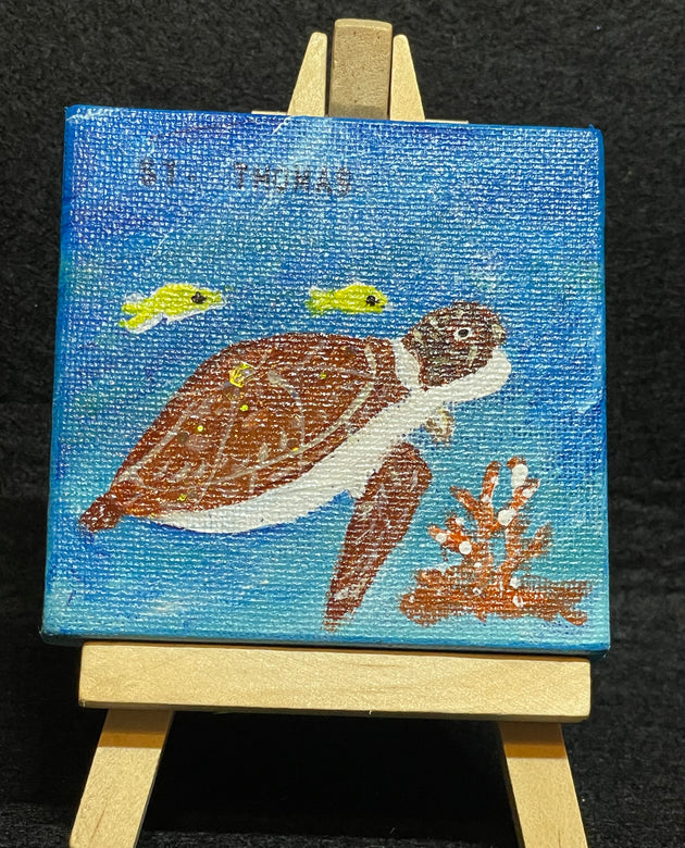 Turtle and Coral Mini Canvas
